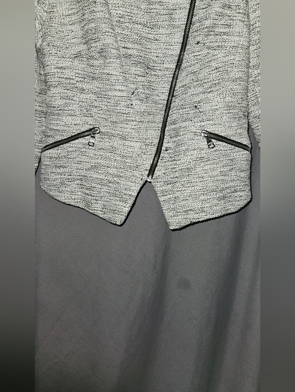 Banana Republic Light Gray Textured Asymmetrical Zip Blazer - Picture 4 of 7